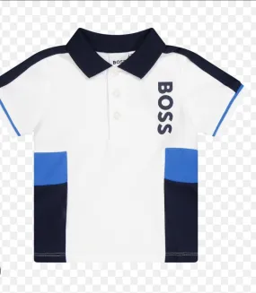 Boss Polo Shirt Vertical Logo White