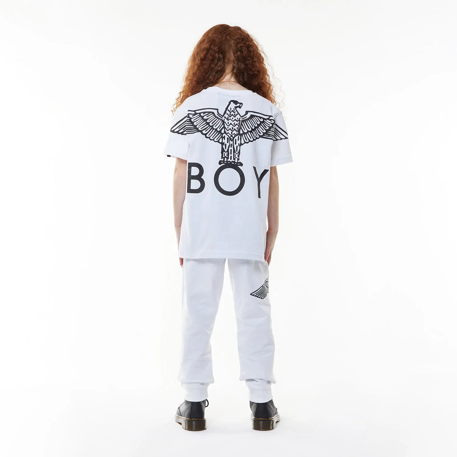 BOY EAGLE BACK PRINT KIDS GRAPHIC TEE - WHITE/BLACK