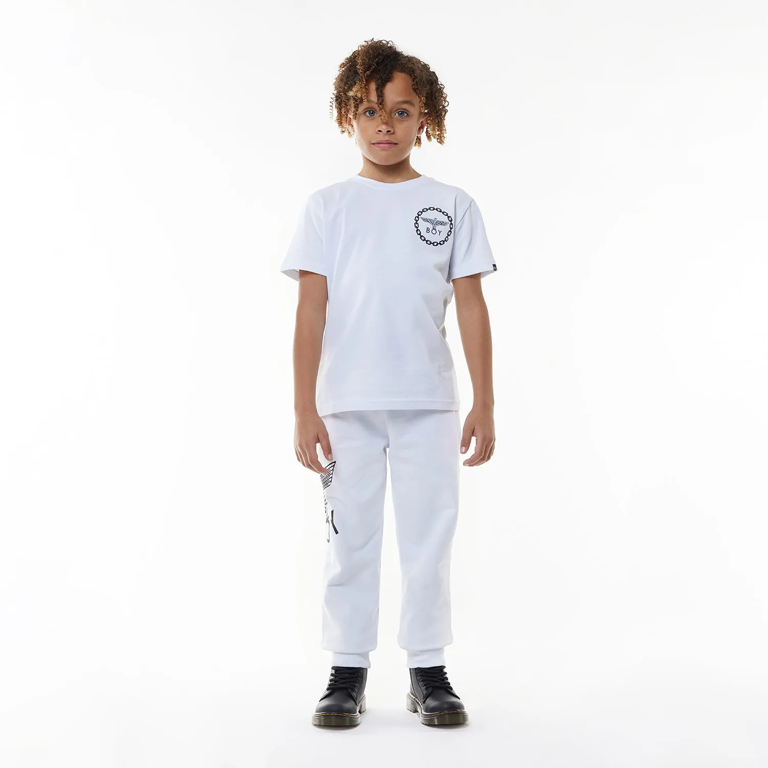 BOY EAGLE BACK PRINT KIDS GRAPHIC TEE - WHITE/BLACK