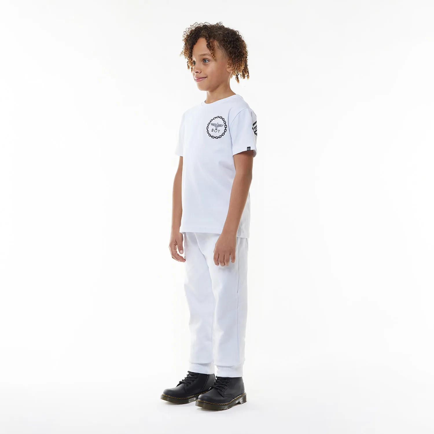 BOY EAGLE BACK PRINT KIDS GRAPHIC TEE - WHITE/BLACK