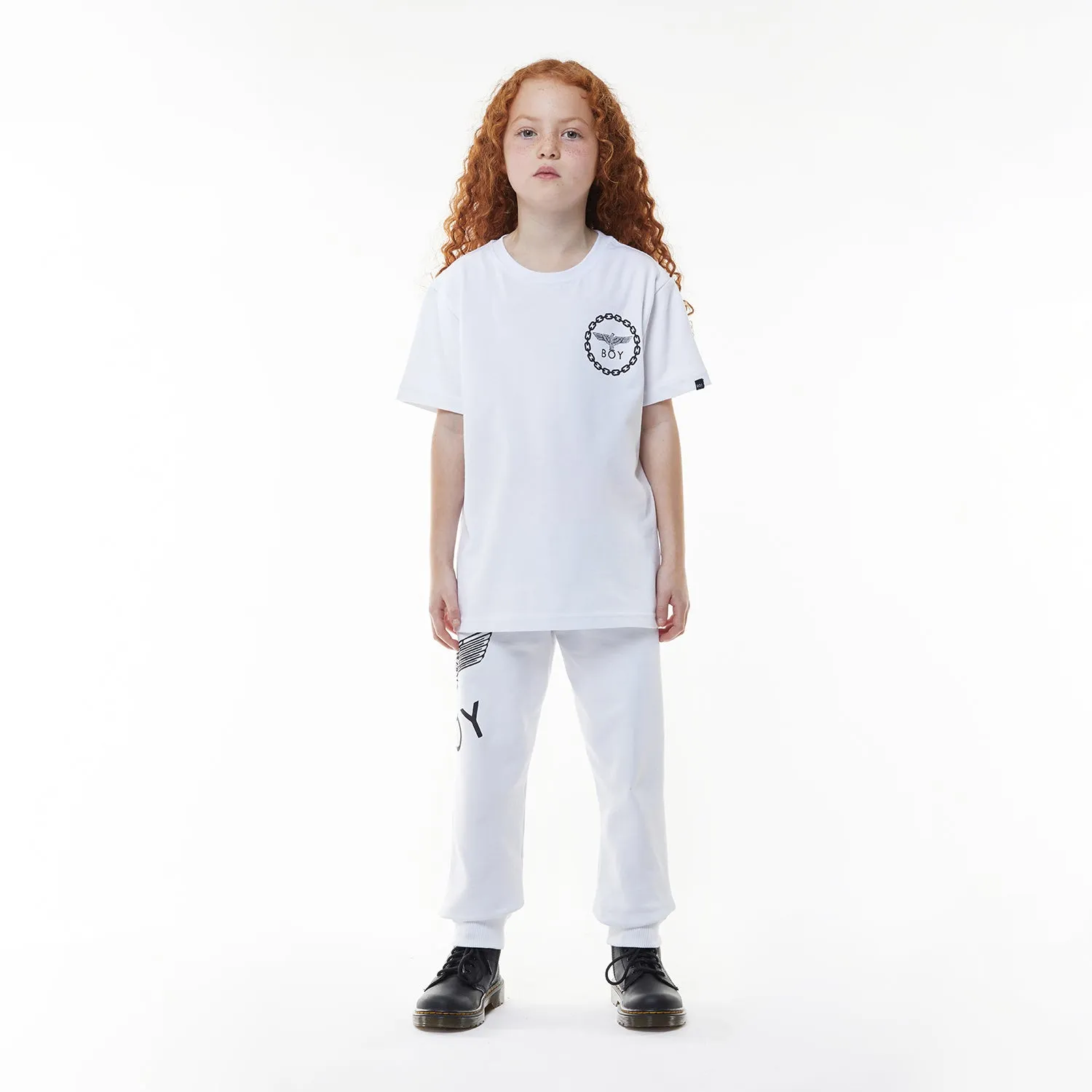 BOY EAGLE BACK PRINT KIDS GRAPHIC TEE - WHITE/BLACK