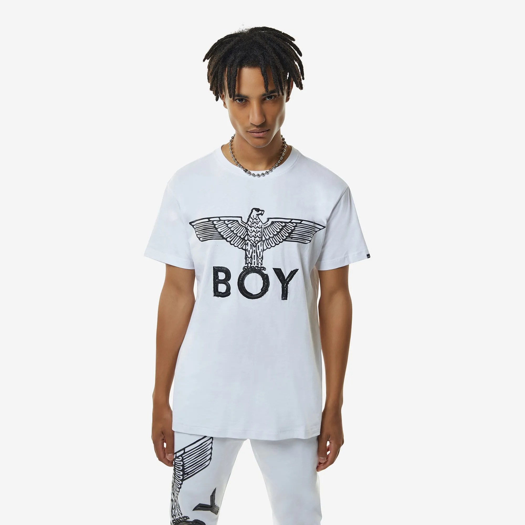 BOY EAGLE SCRIBBLE TEE - WHITE/BLACK