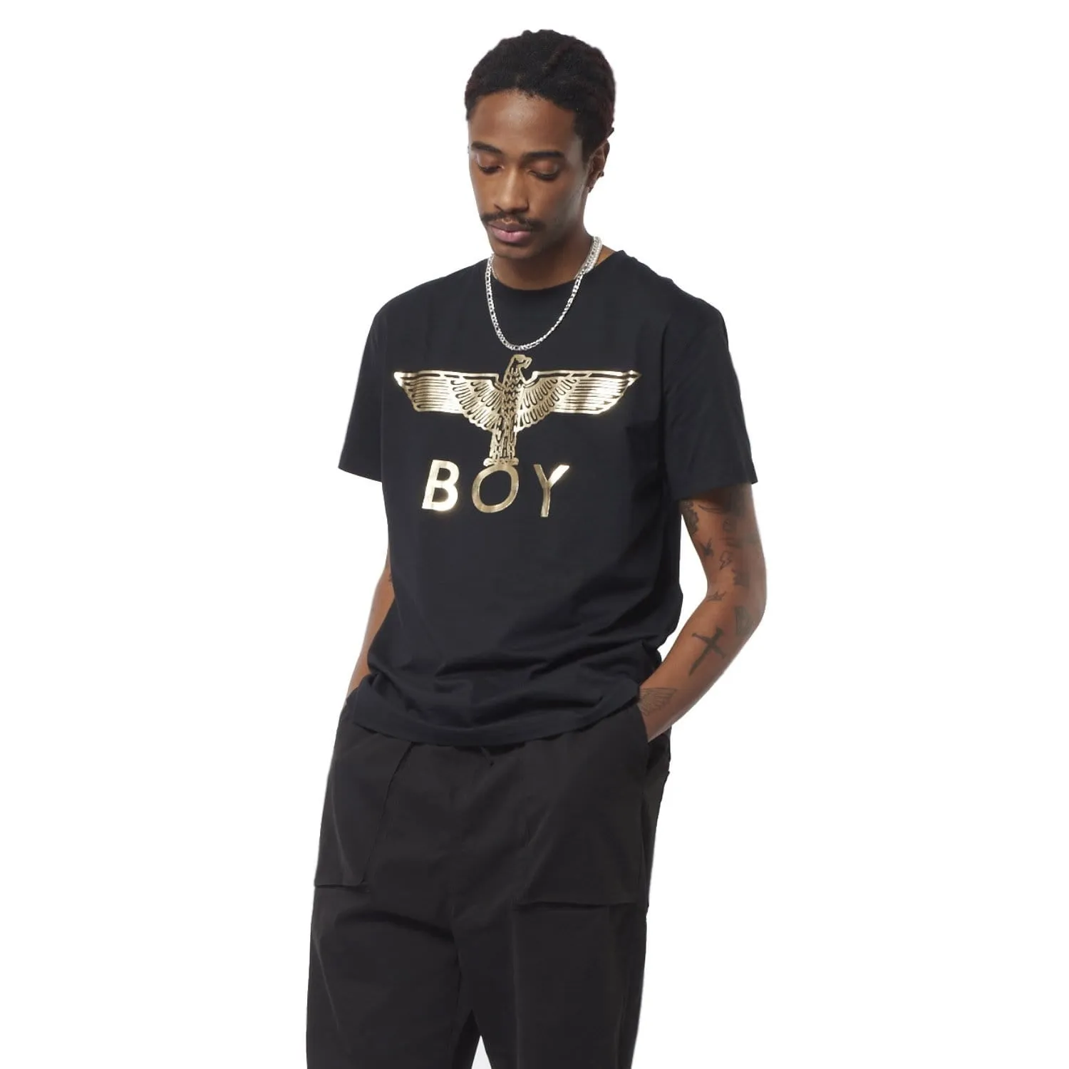 BOY EAGLE T-SHIRT - BLACK/GOLD