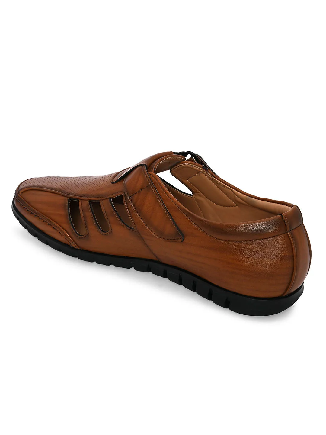 Breezer Tan Cut-Work Sandals