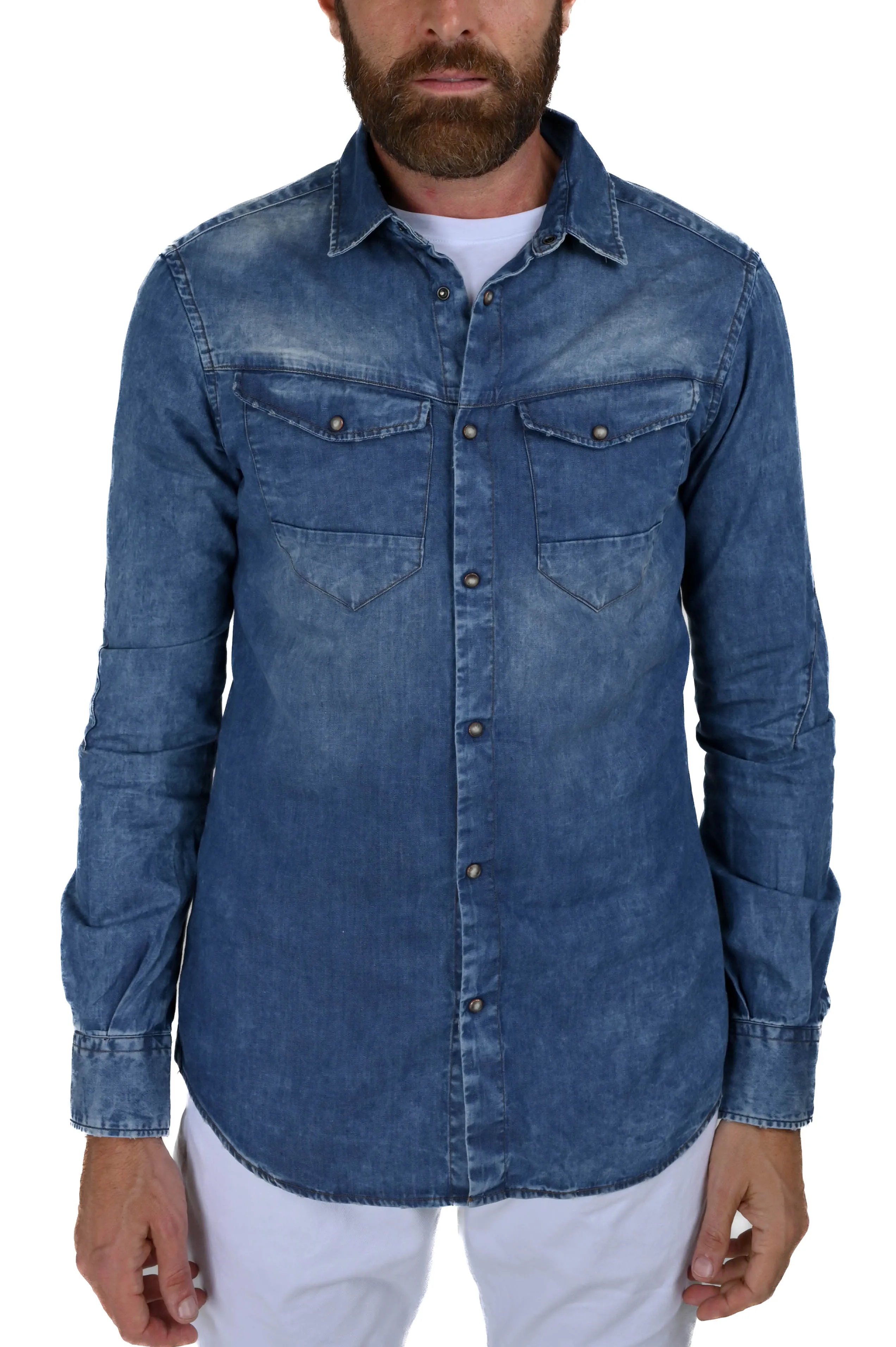 Camicia in denim Regular Park Marmorizzato FW23/24