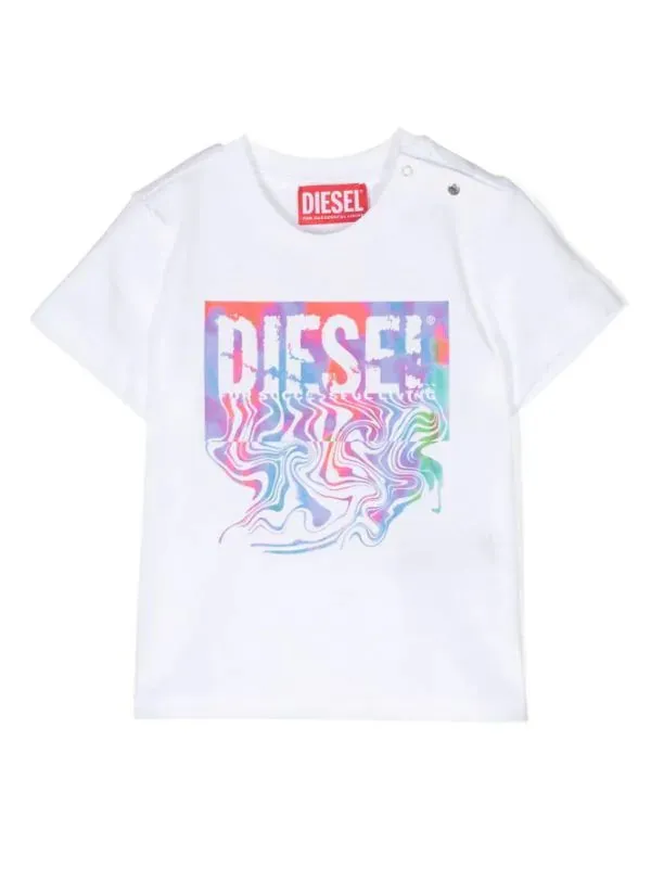 Diesel T-Shirt Colourful Logo White