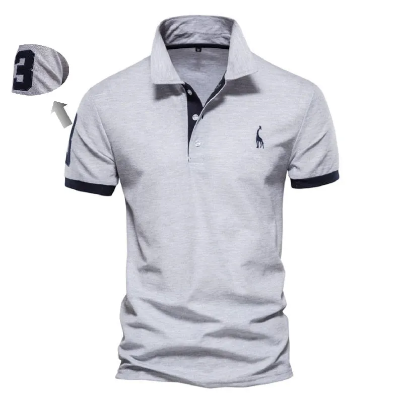 Embroidery 35% Cotton Polo Shirts men's Casual Solid Color Slim Fit Summer Clothing