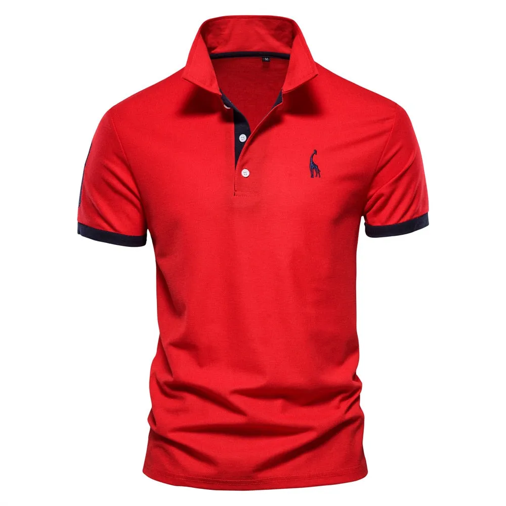 Embroidery 35% Cotton Polo Shirts men's Casual Solid Color Slim Fit Summer Clothing