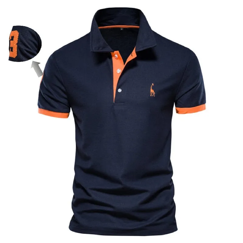 Embroidery 35% Cotton Polo Shirts men's Casual Solid Color Slim Fit Summer Clothing