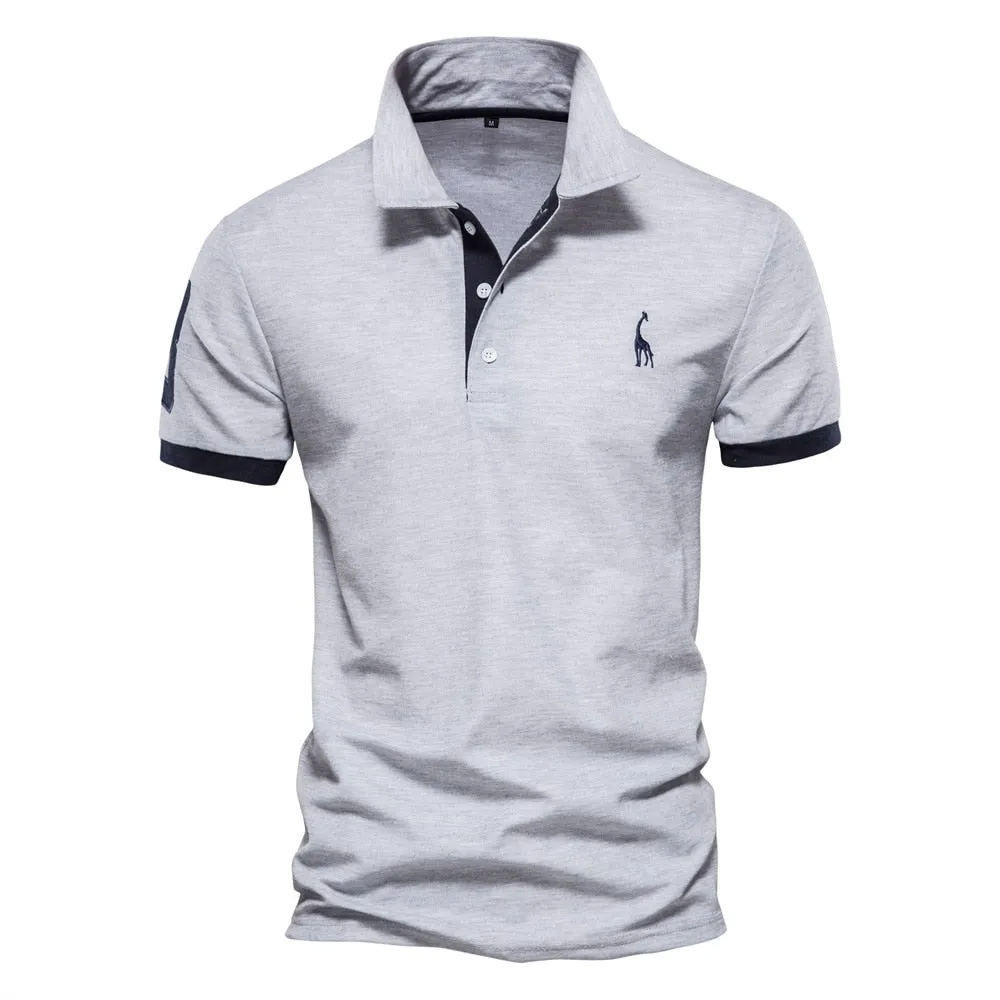 Embroidery 35% Cotton Polo Shirts men's Casual Solid Color Slim Fit Summer Clothing