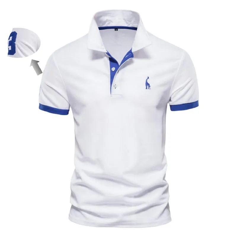 Embroidery 35% Cotton Polo Shirts men's Casual Solid Color Slim Fit Summer Clothing