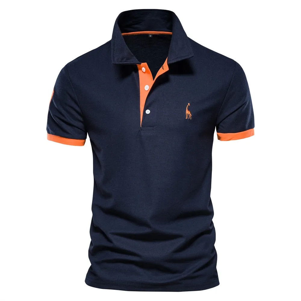 Embroidery 35% Cotton Polo Shirts men's Casual Solid Color Slim Fit Summer Clothing