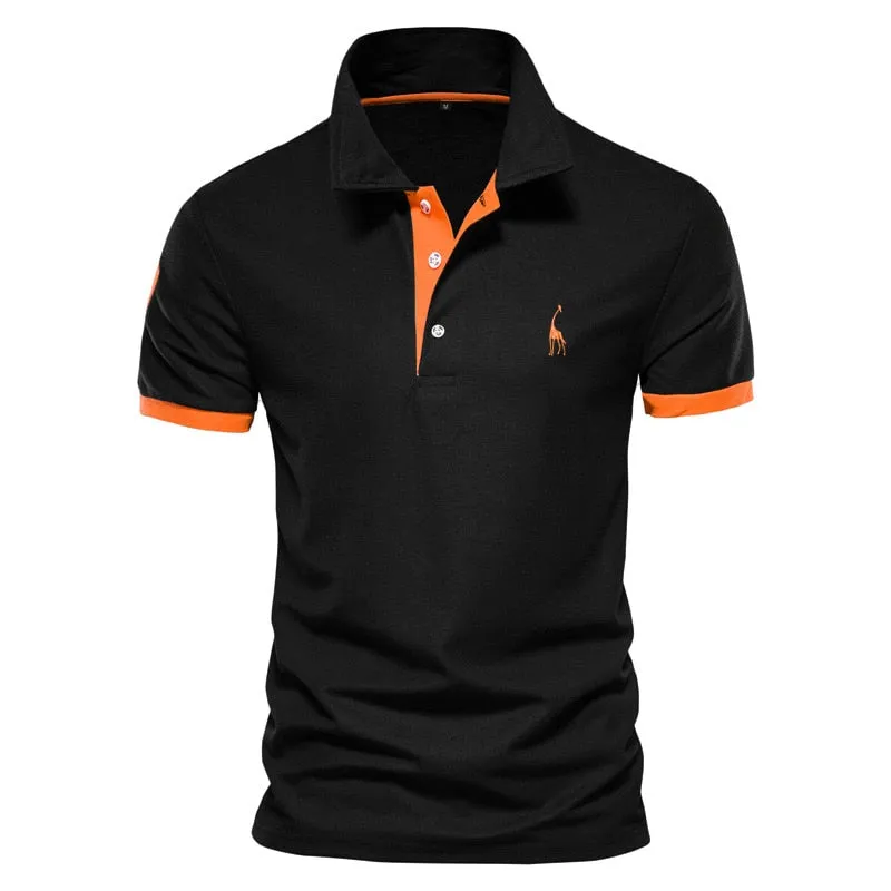 Embroidery 35% Cotton Polo Shirts men's Casual Solid Color Slim Fit Summer Clothing