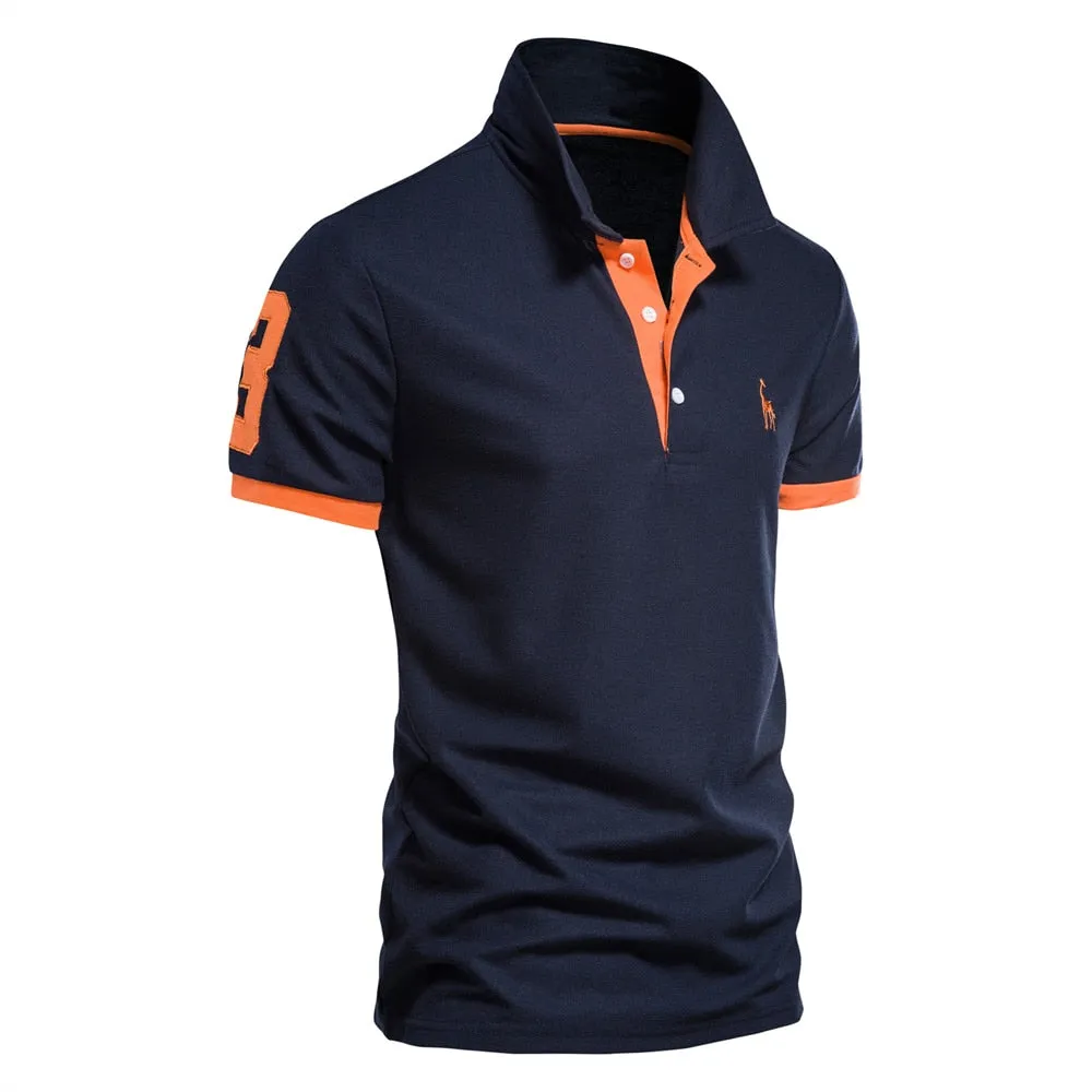 Embroidery 35% Cotton Polo Shirts men's Casual Solid Color Slim Fit Summer Clothing