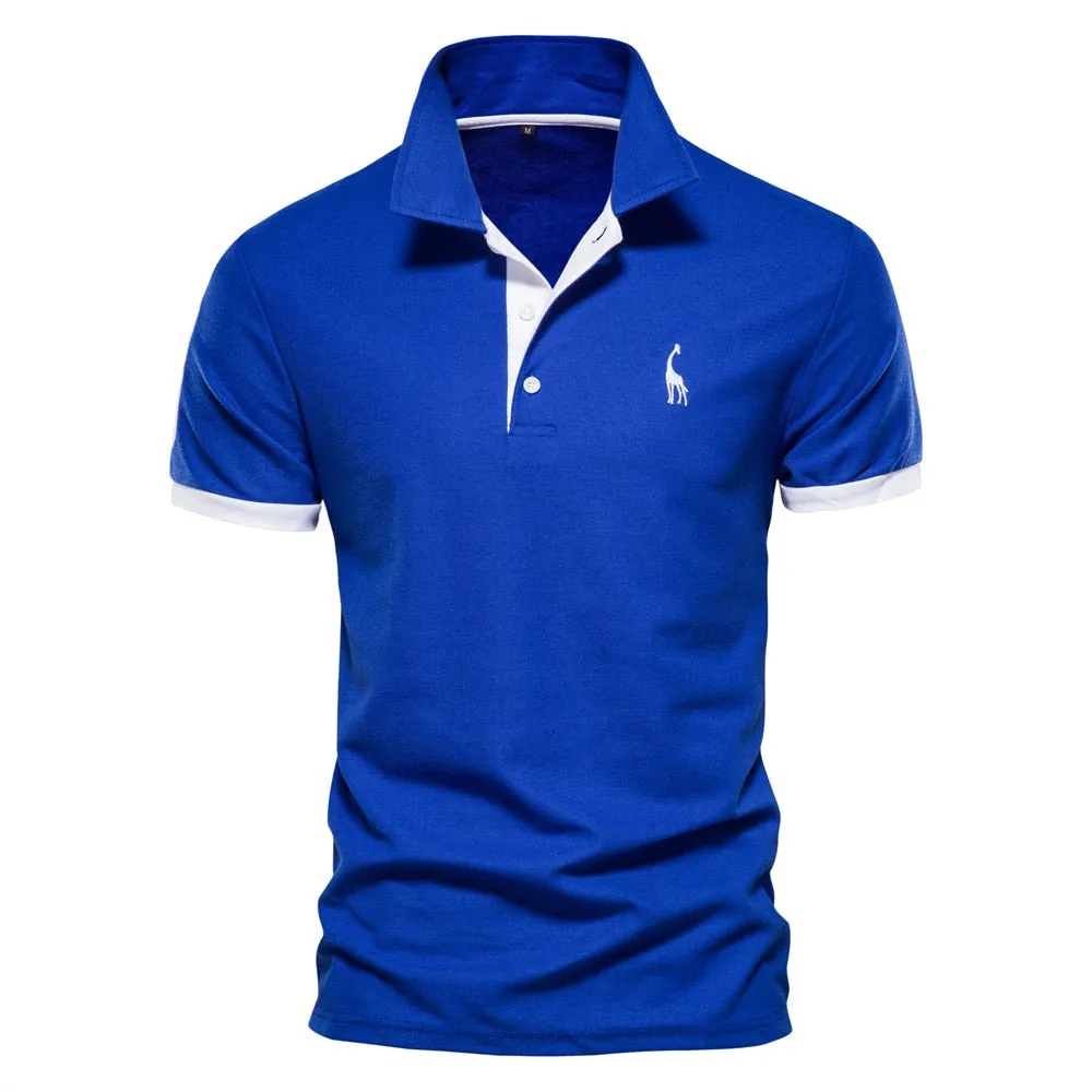 Embroidery 35% Cotton Polo Shirts men's Casual Solid Color Slim Fit Summer Clothing