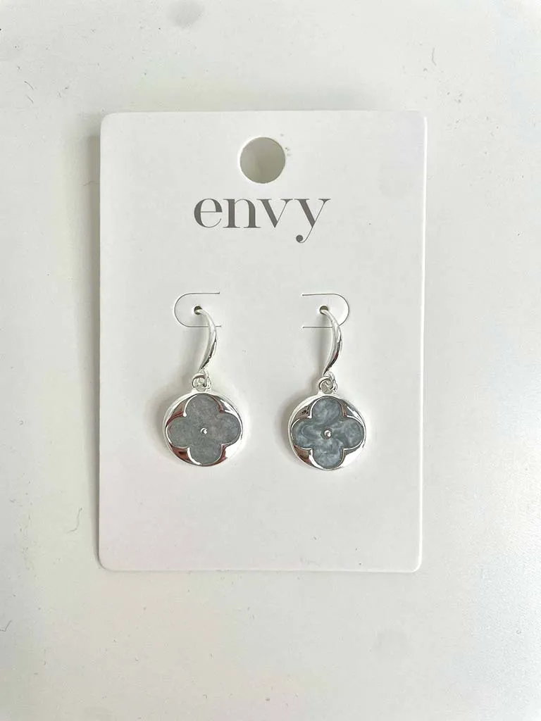 Envy Pearlised Clover Earrings - Silver