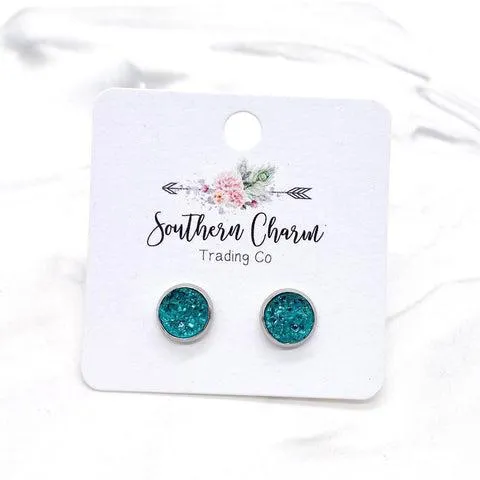 Faux Druzy 8mm Stud Earrings