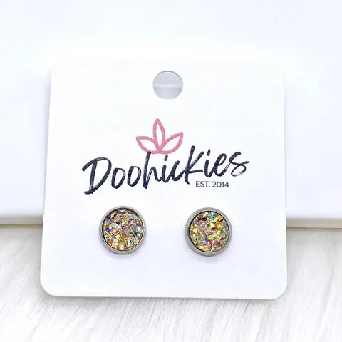 Faux Druzy 8mm Stud Earrings