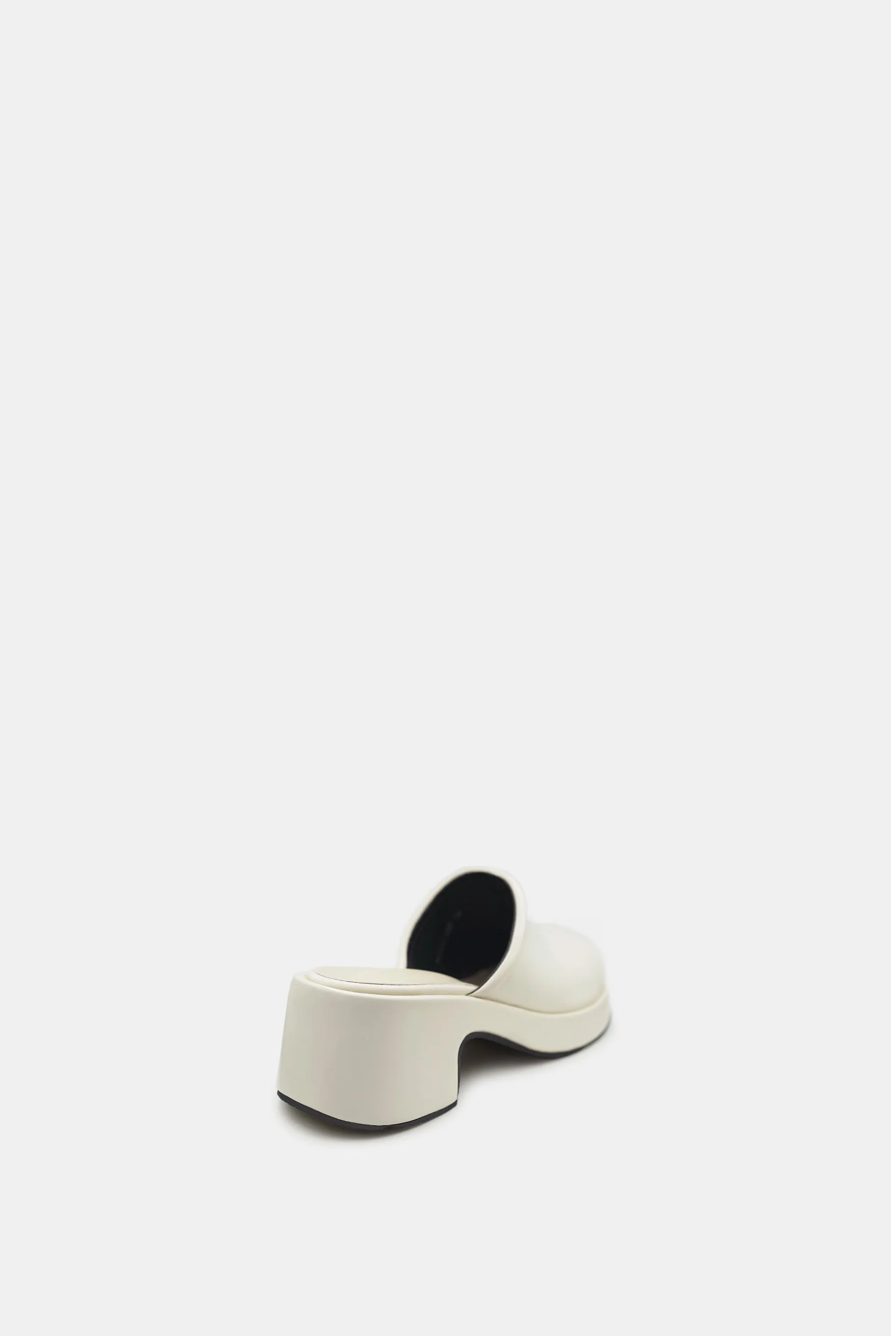 Faux Leather Heeled Clog, Ivory