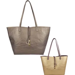 Faux Leather Reversible Tote - 2 Colors Available