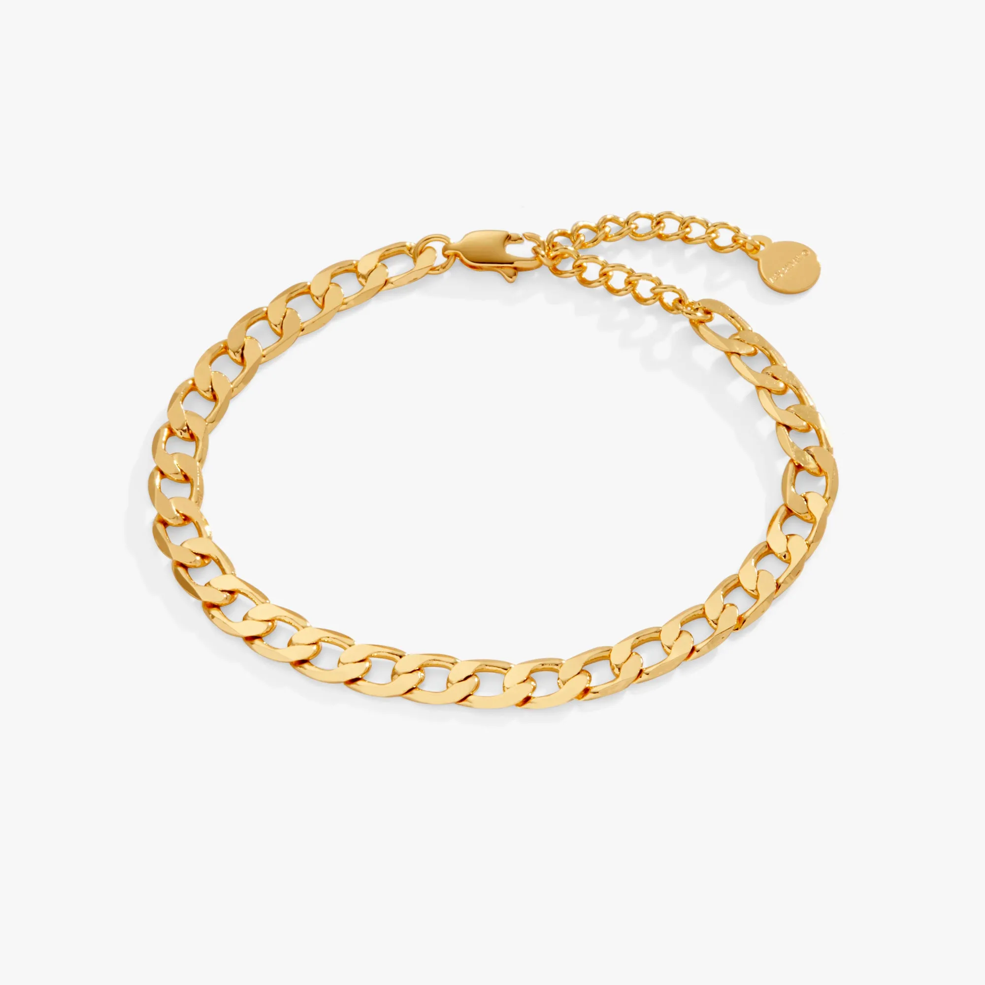 Flat Curb Chain Bracelet, Adjustable