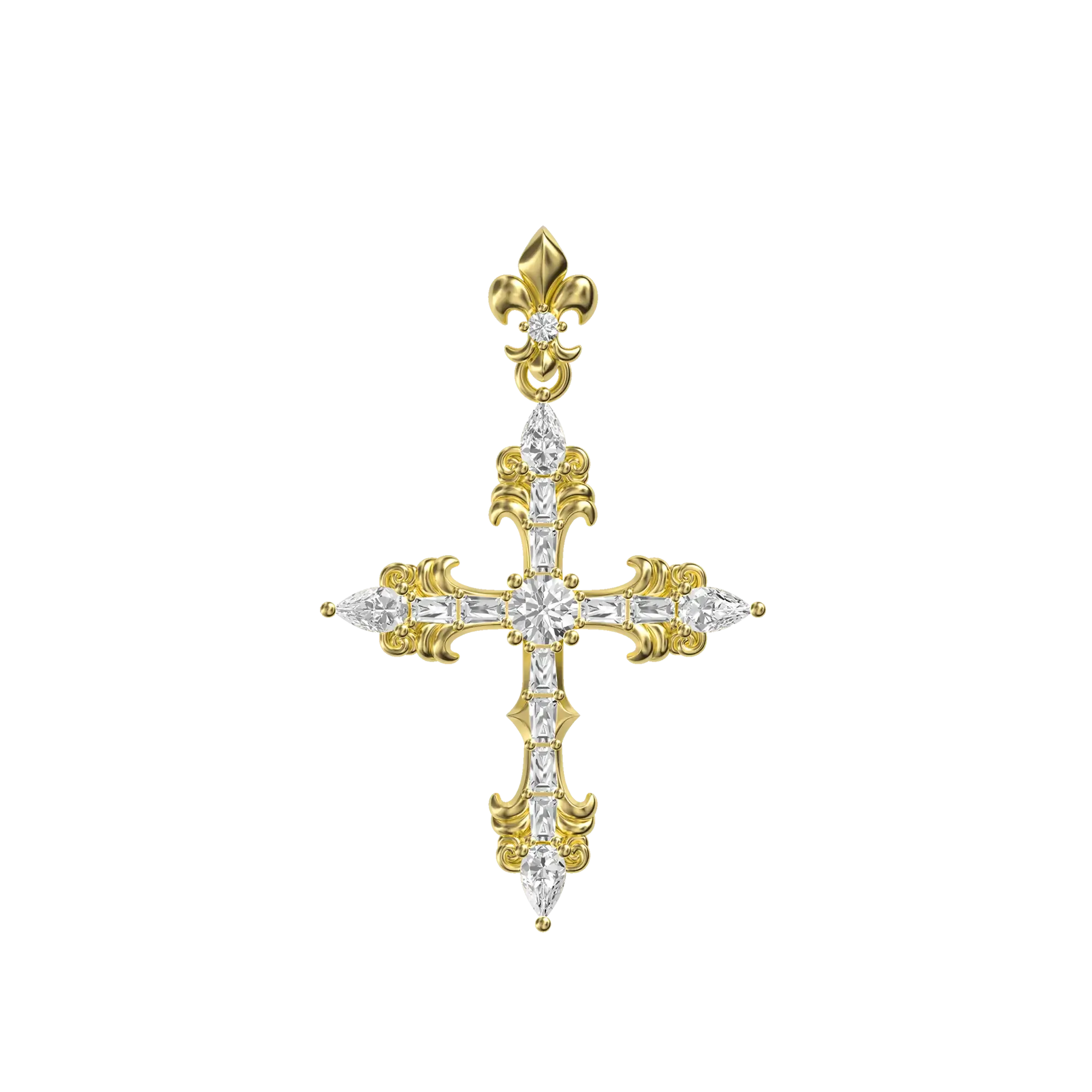 Fleur De Lis Cross Pendant