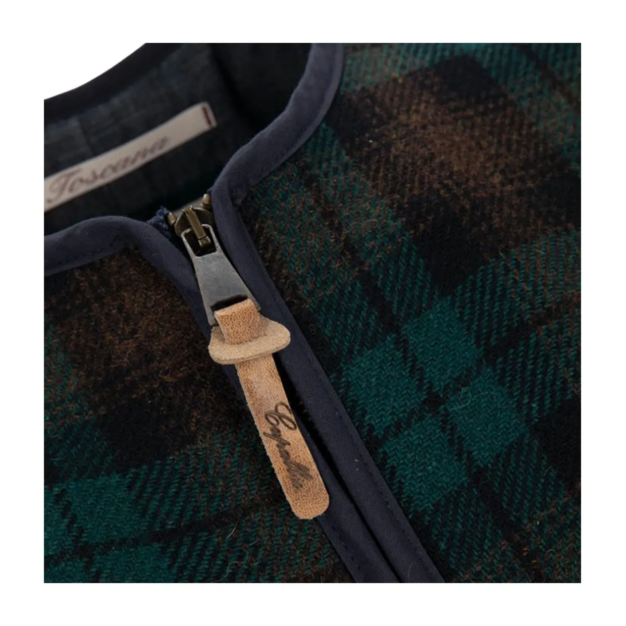 Gilet Capalbio Full Zip Check Verde / Marrone