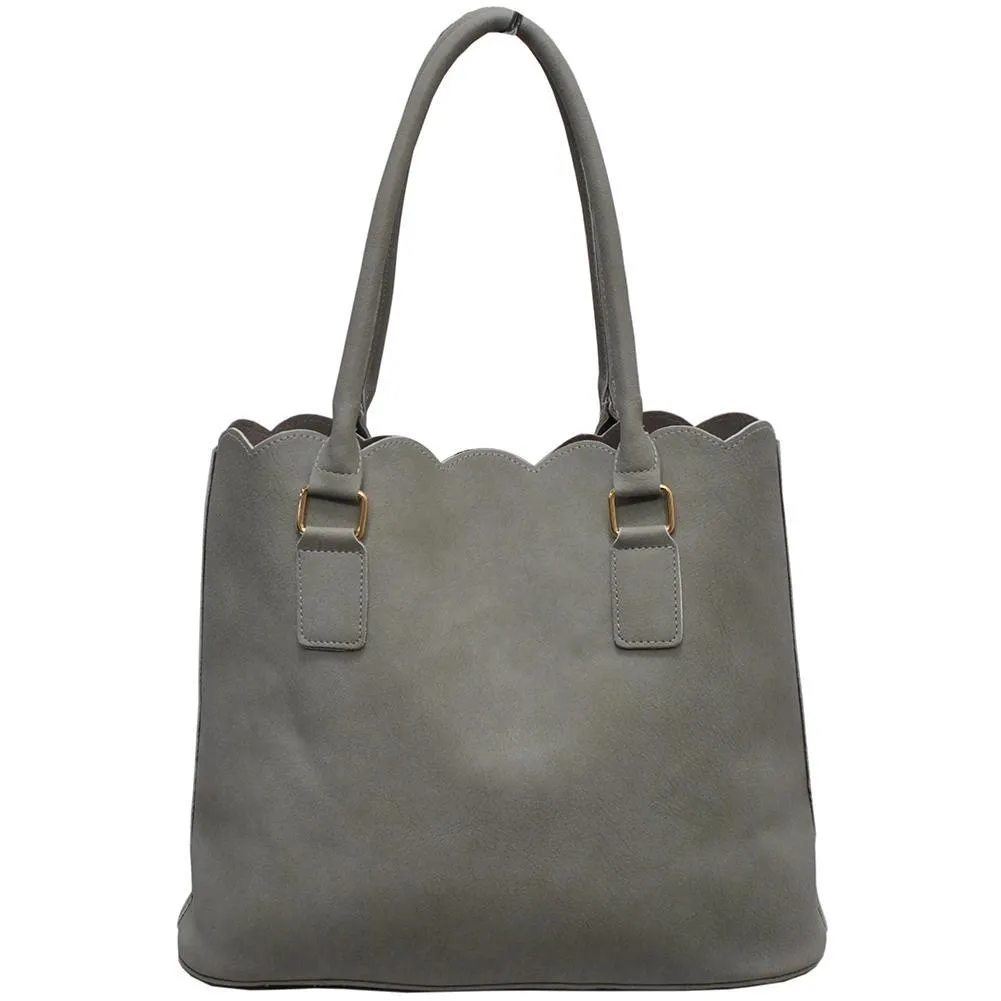 Gray NGIL Faux Leather Scallop Fashion Bag