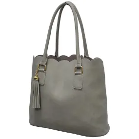 Gray NGIL Faux Leather Scallop Fashion Bag