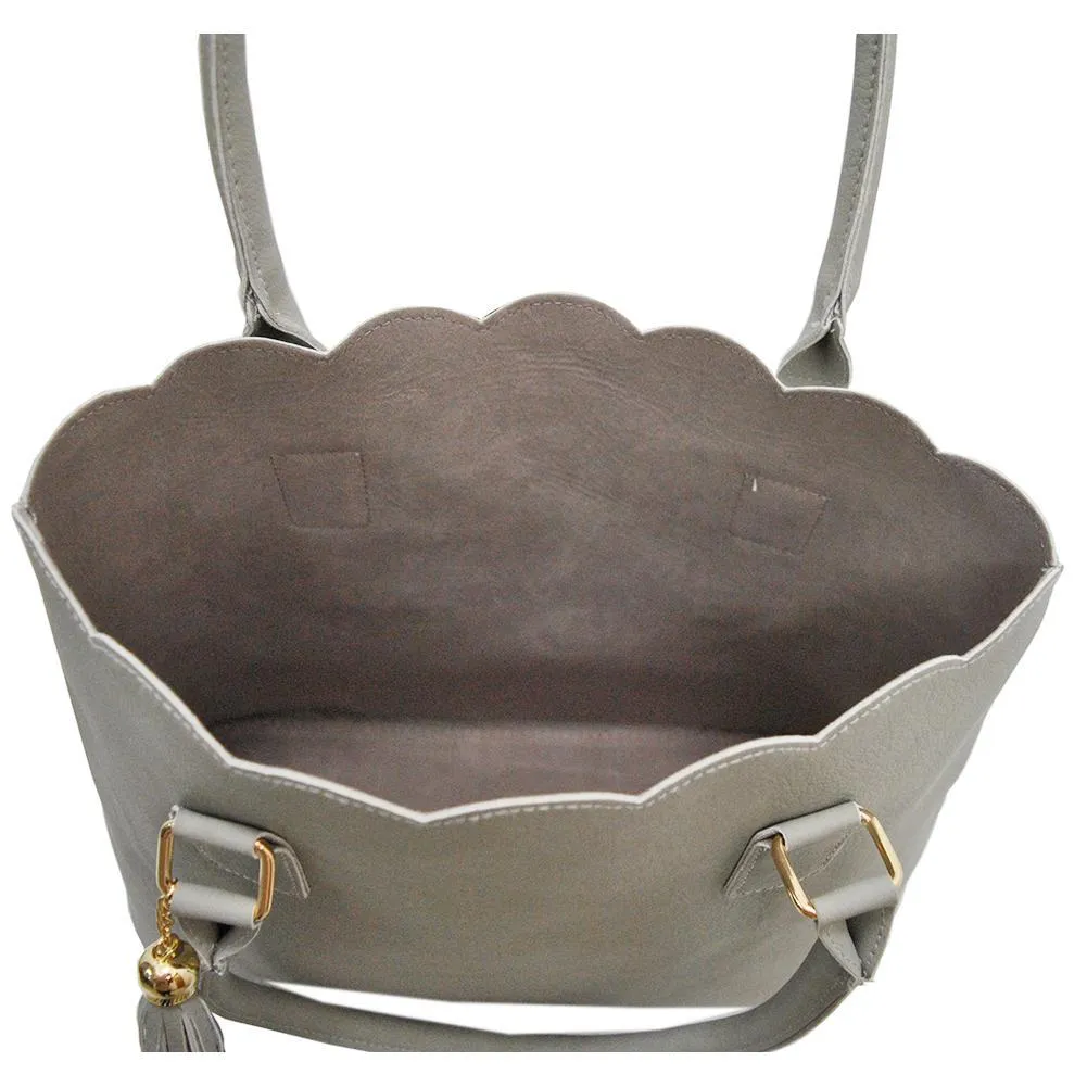 Gray NGIL Faux Leather Scallop Fashion Bag