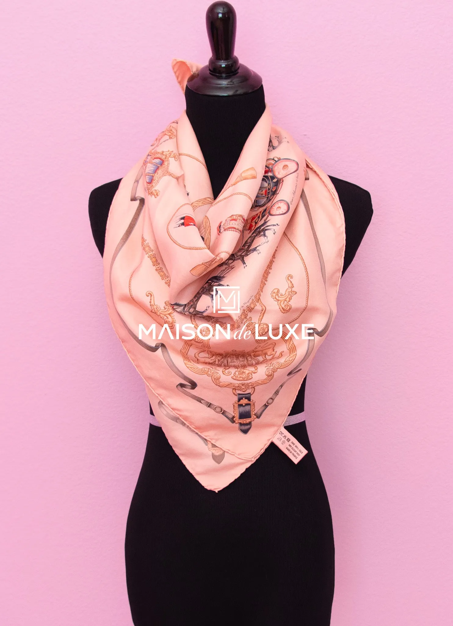 Hermes "The Royal Mews" Pink Dip Dye 90 cm Scarf