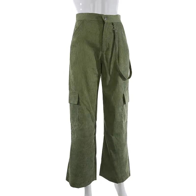 INS STREET FASHION CORDUROY POCKET PANTS BY53001