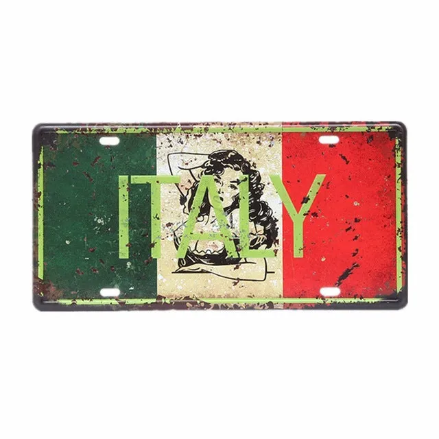 Italy Decorative Tin Metal License Plate