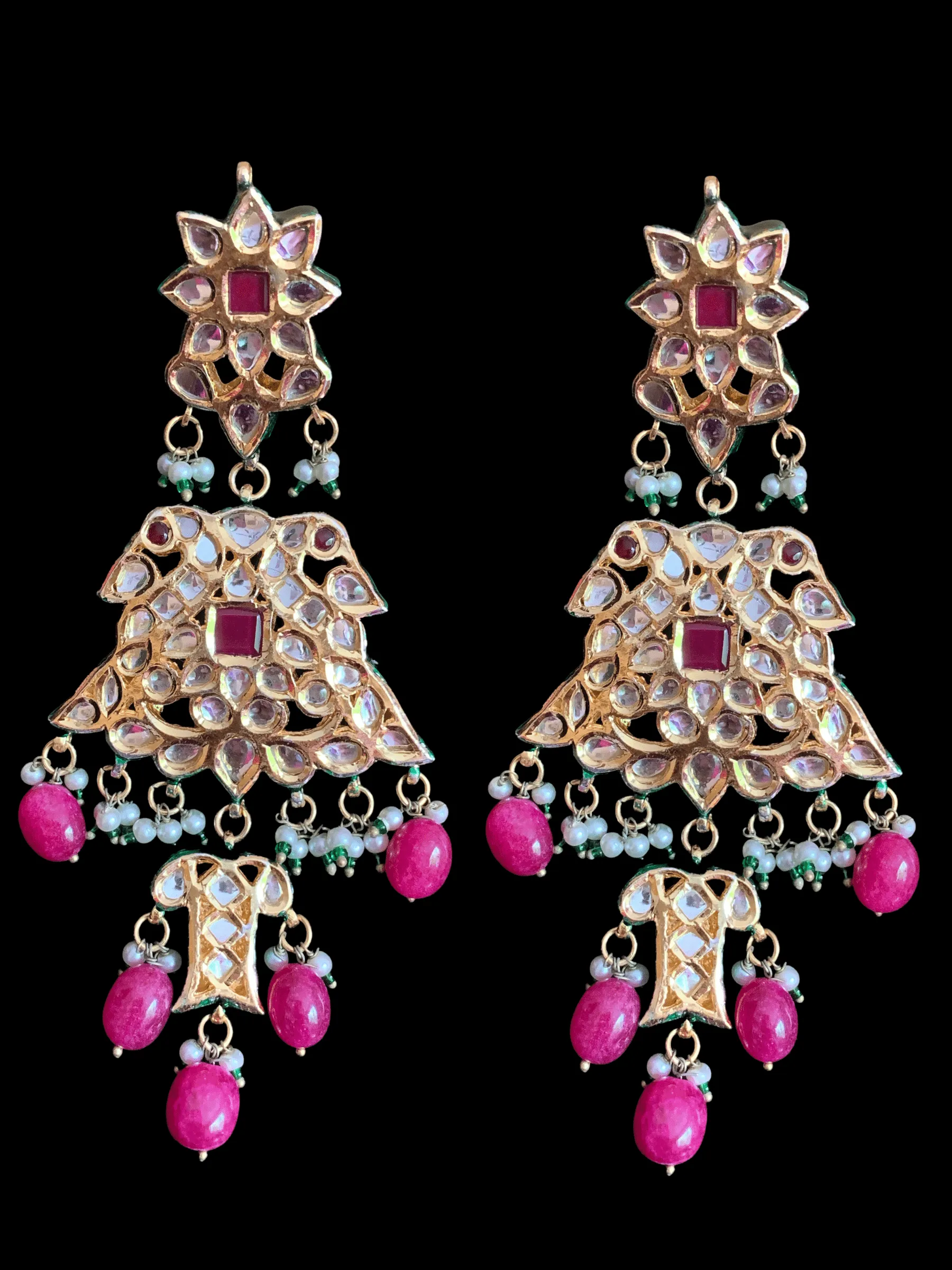 Kundan earrings  - red   ( READY TO SHIP )