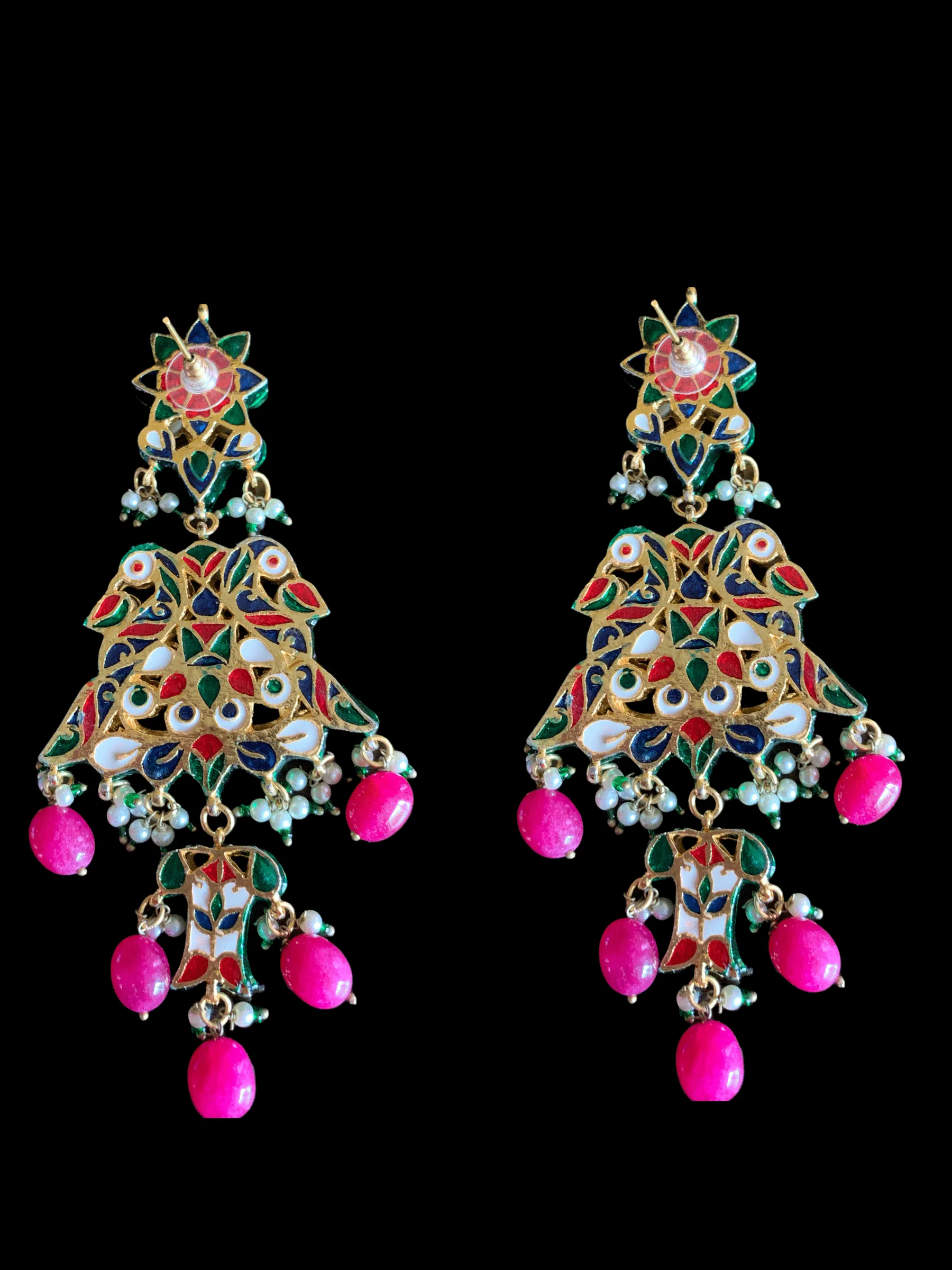 Kundan earrings  - red   ( READY TO SHIP )