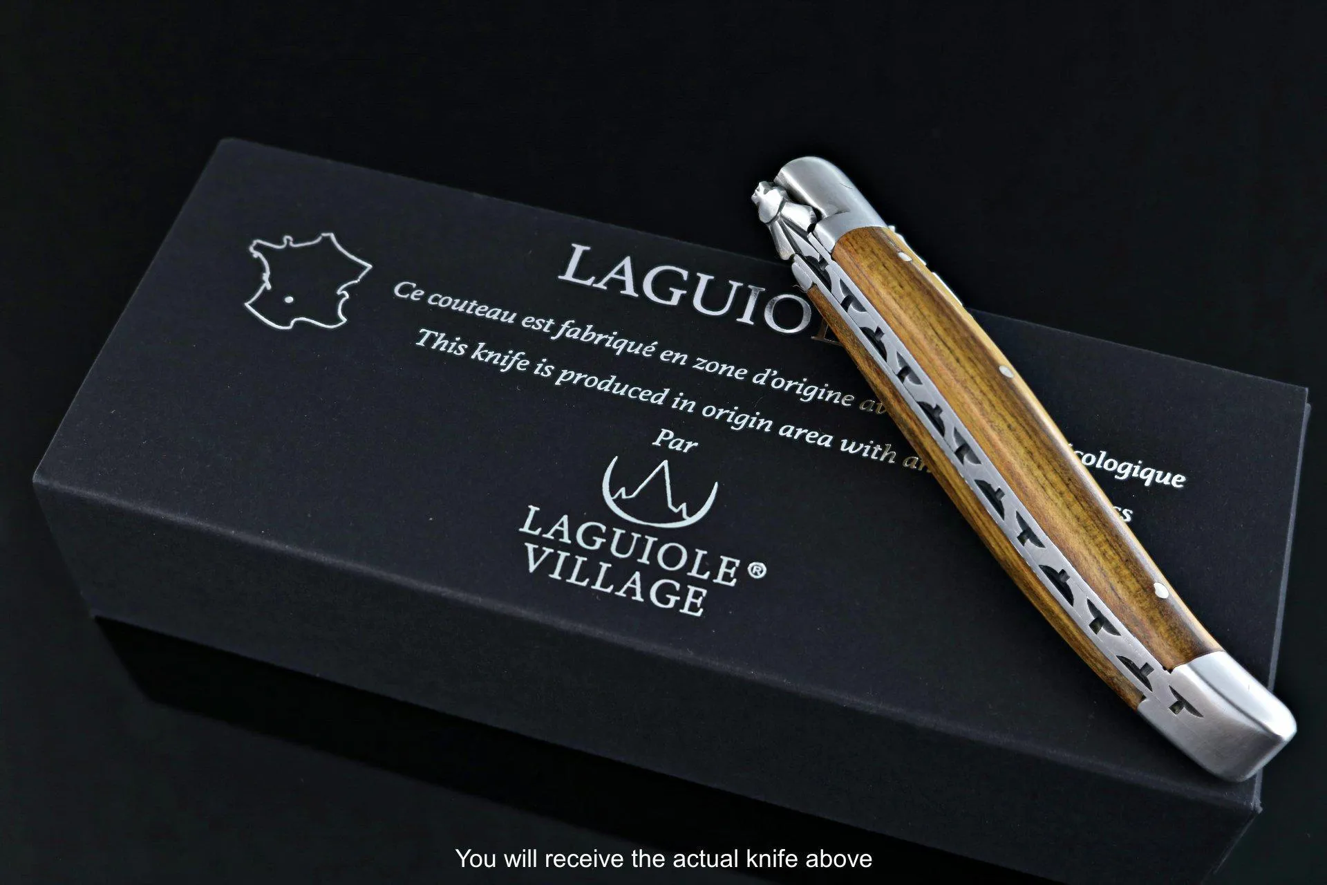 Laguiole Village 10 cm Forged Bee & Spring Pistachio Wood Handle #8