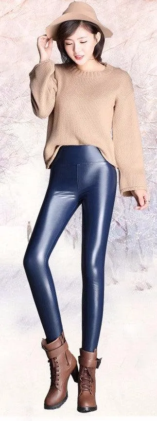 LEATHER (NOT) VELVET-LINED LEGGINGS