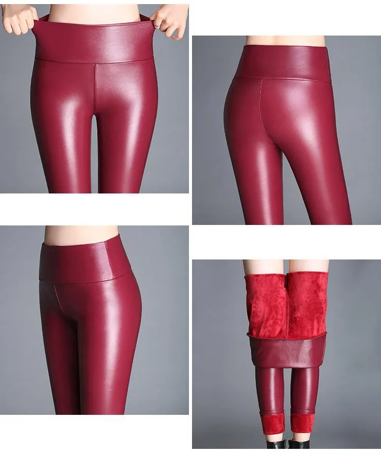 LEATHER (NOT) VELVET-LINED LEGGINGS