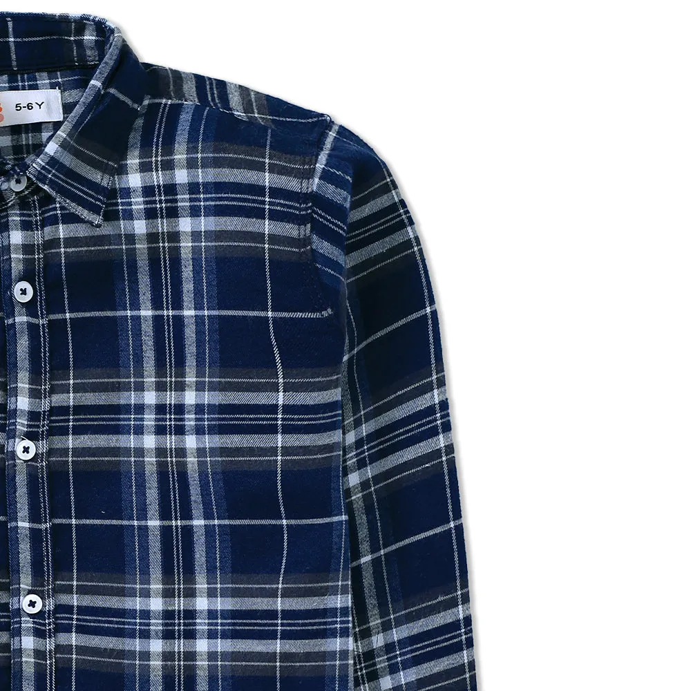 Navy Flannel Check Shirt