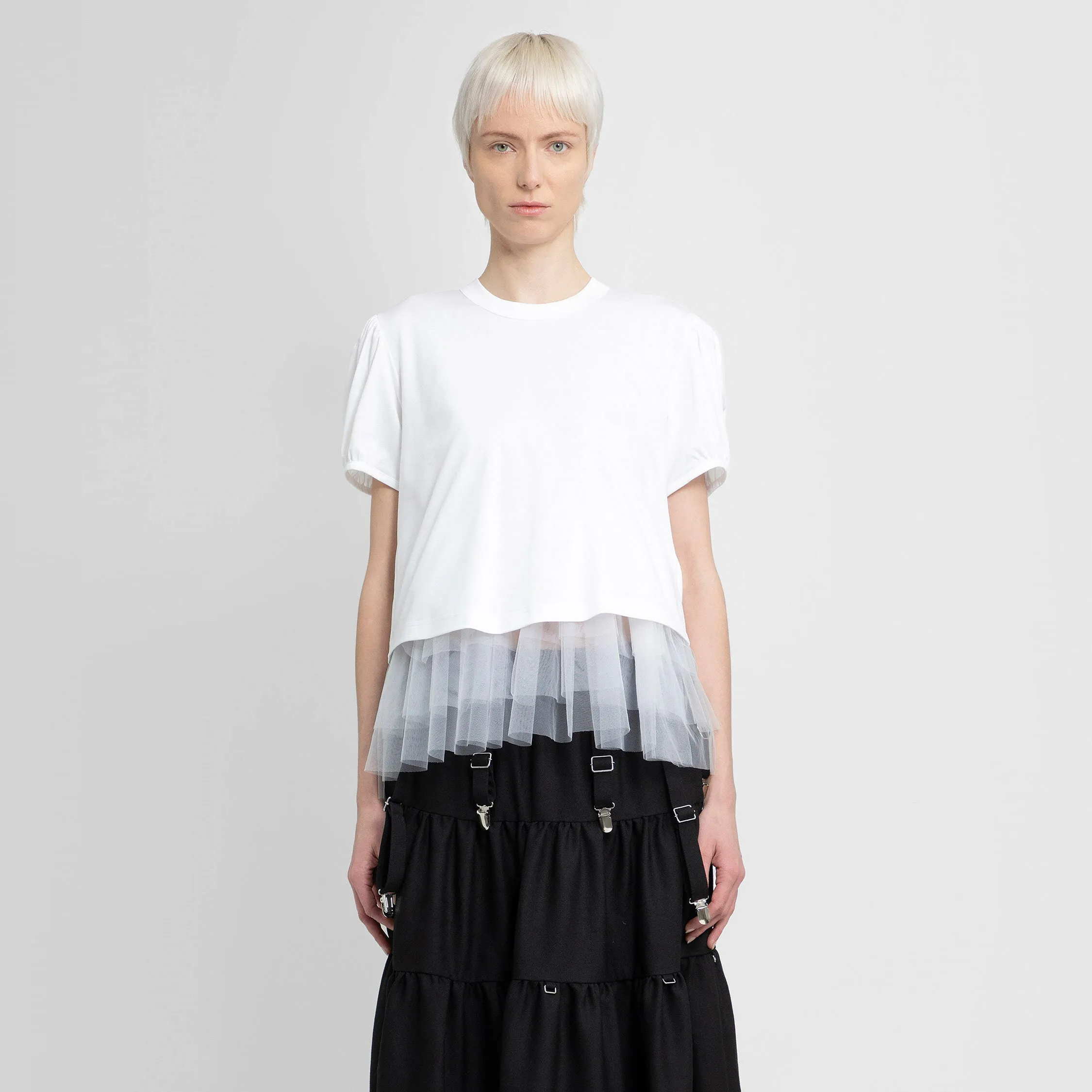 NOIR KEI NINOMIYA WOMAN WHITE T-SHIRTS & TANK TOPS