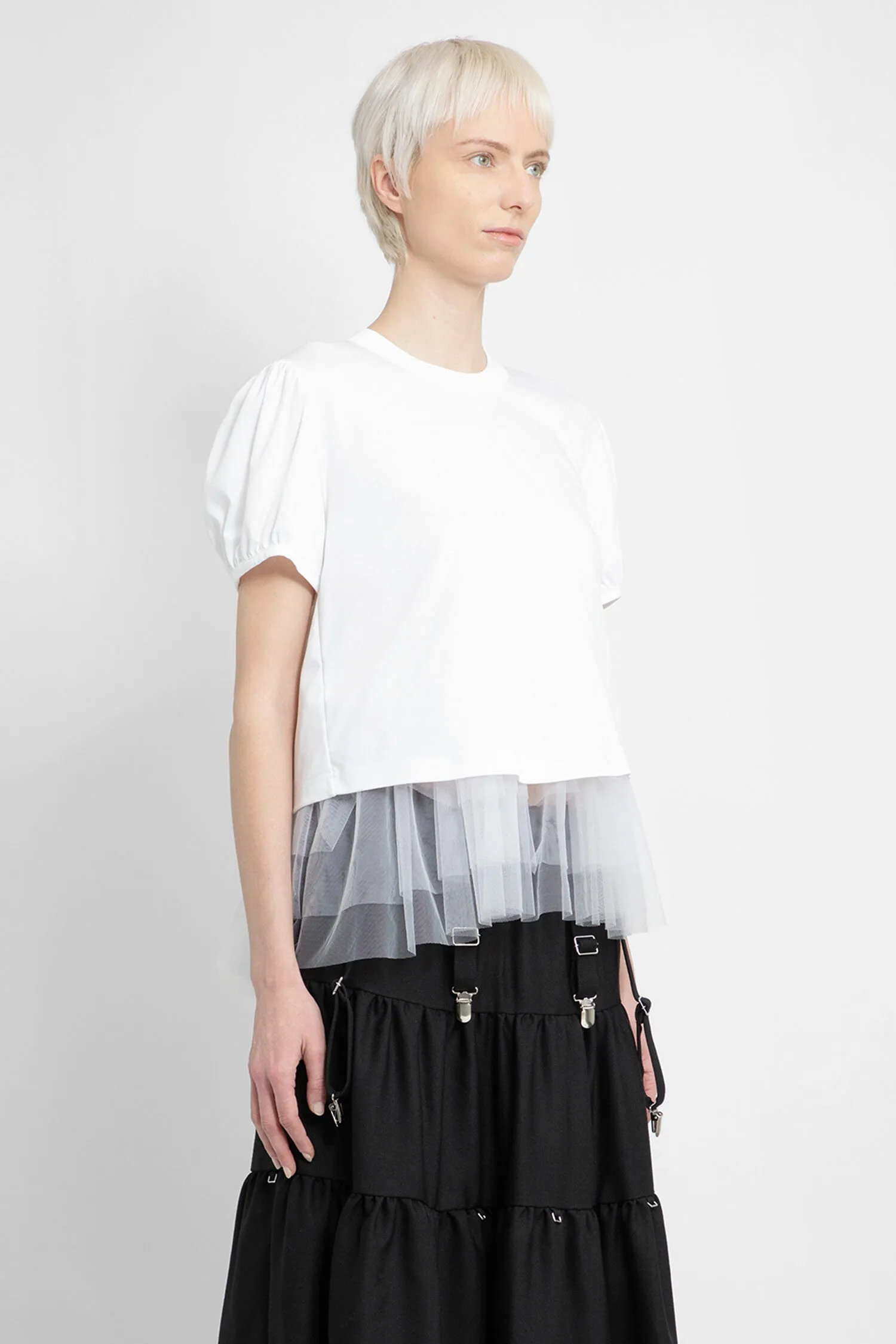 NOIR KEI NINOMIYA WOMAN WHITE T-SHIRTS & TANK TOPS