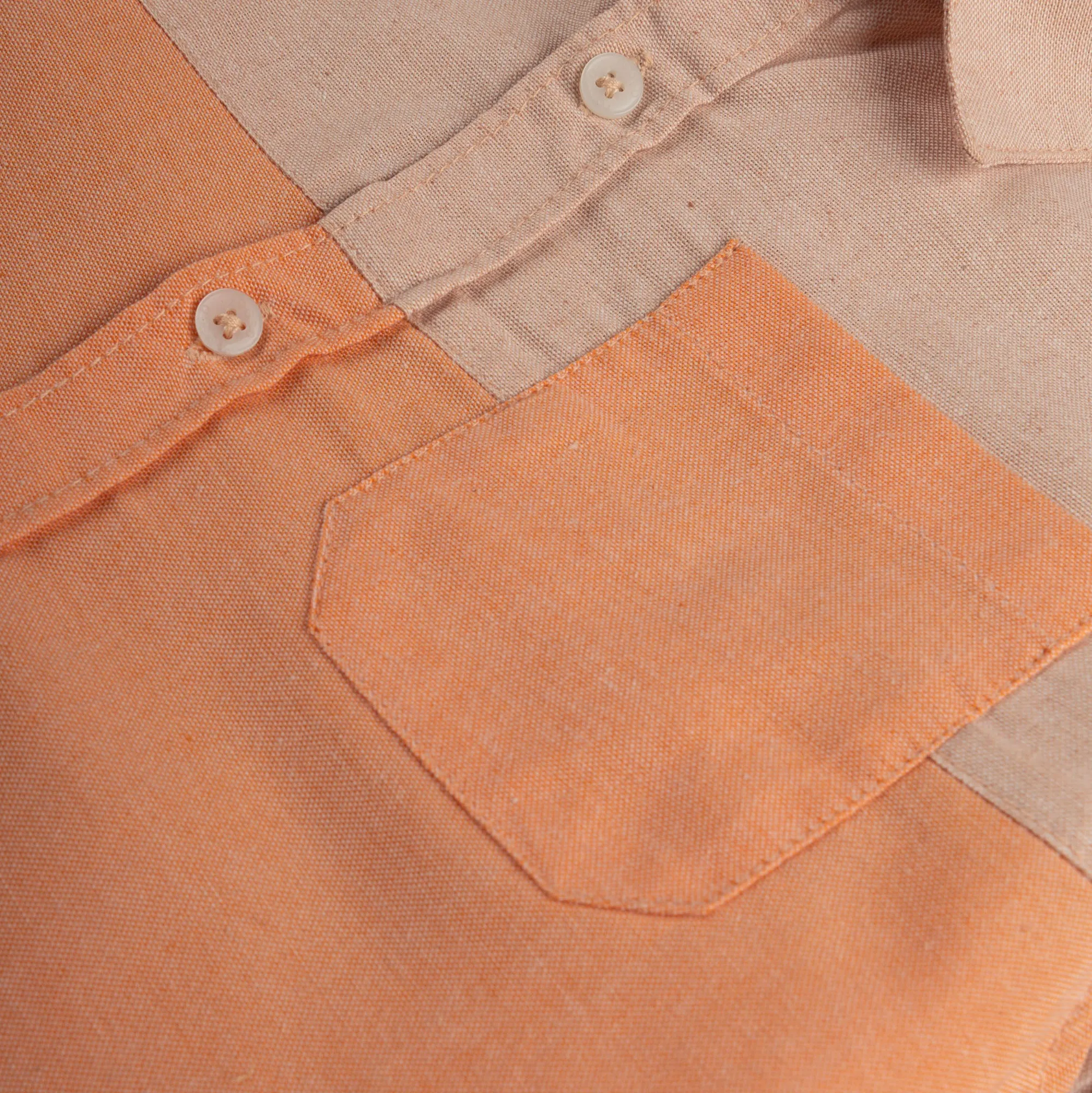 Orange Blocking Button Down Shirt