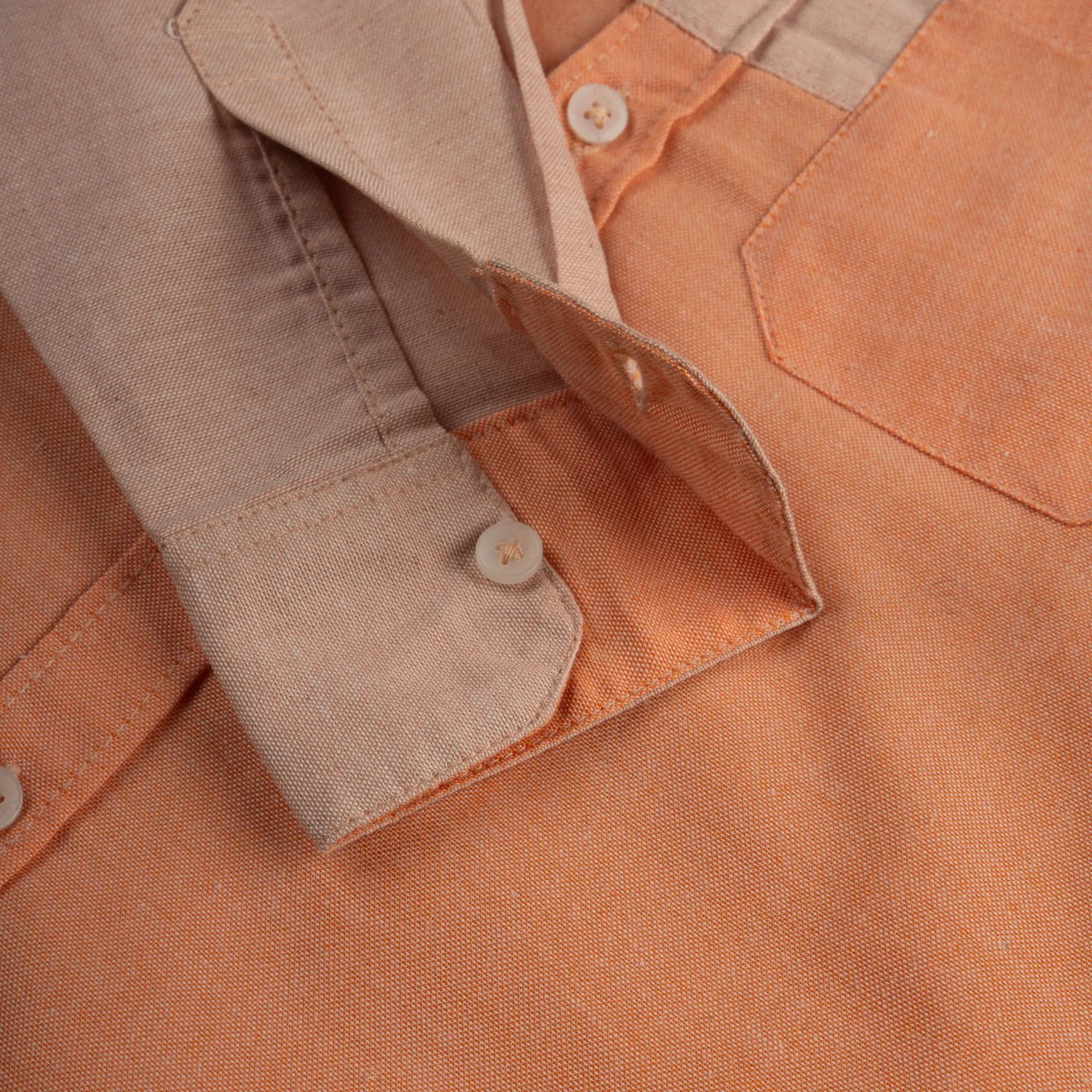 Orange Blocking Button Down Shirt