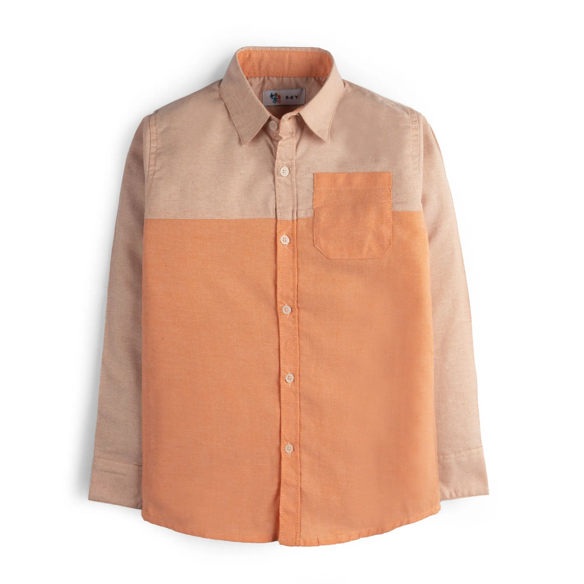 Orange Blocking Button Down Shirt