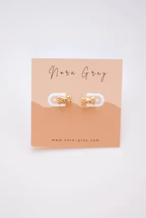 Pearl Bow Stud Earrings