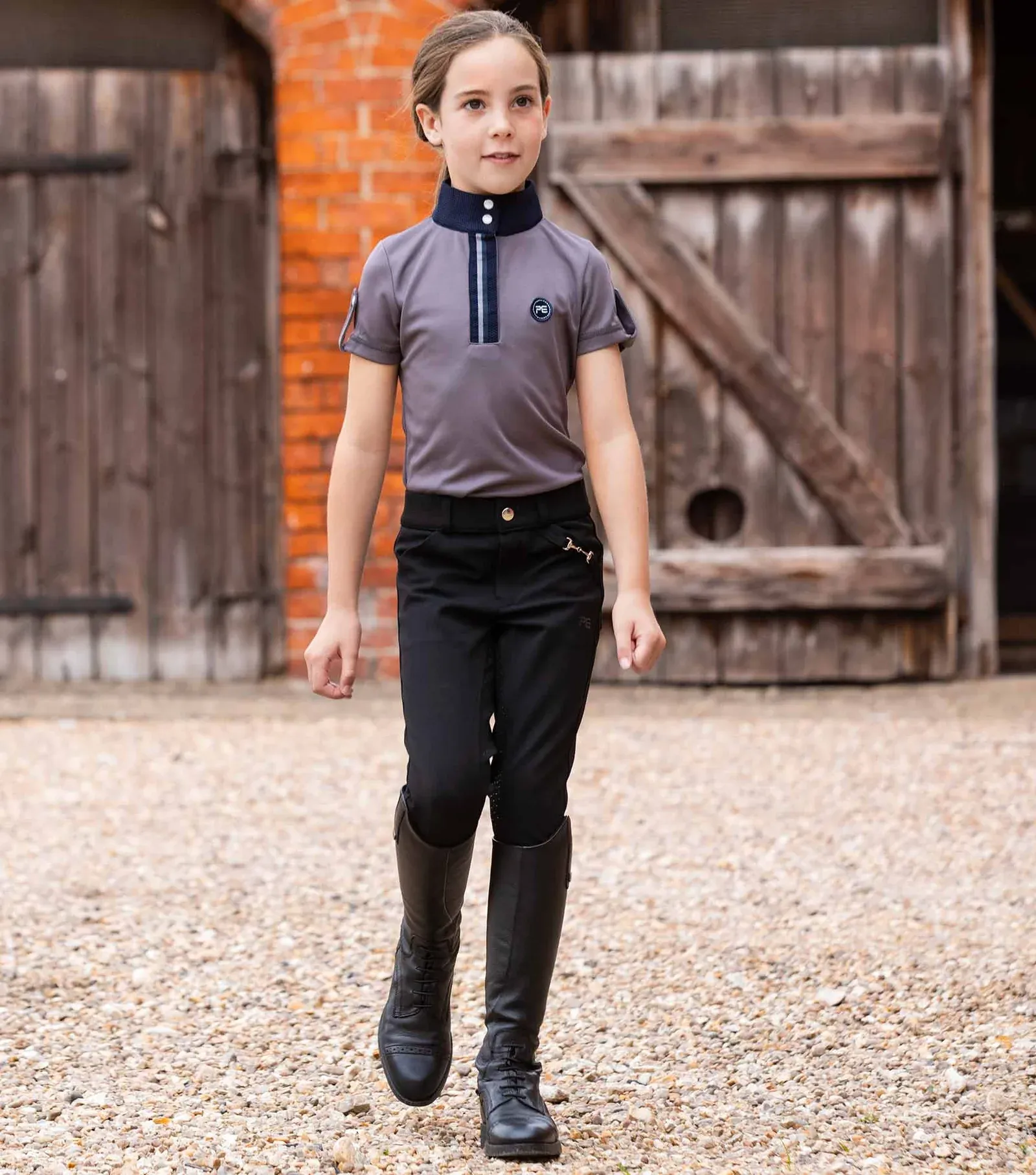 PEI Girls Full Gel Seat Riding Breeches (Black)