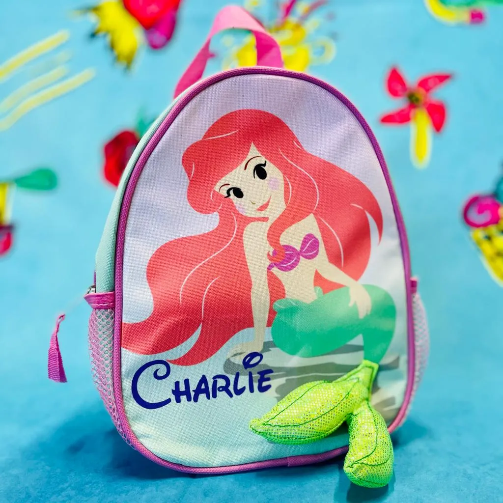 Personalized Ariel The Little Mermaid 10 Inch Mini Backpack with Harness