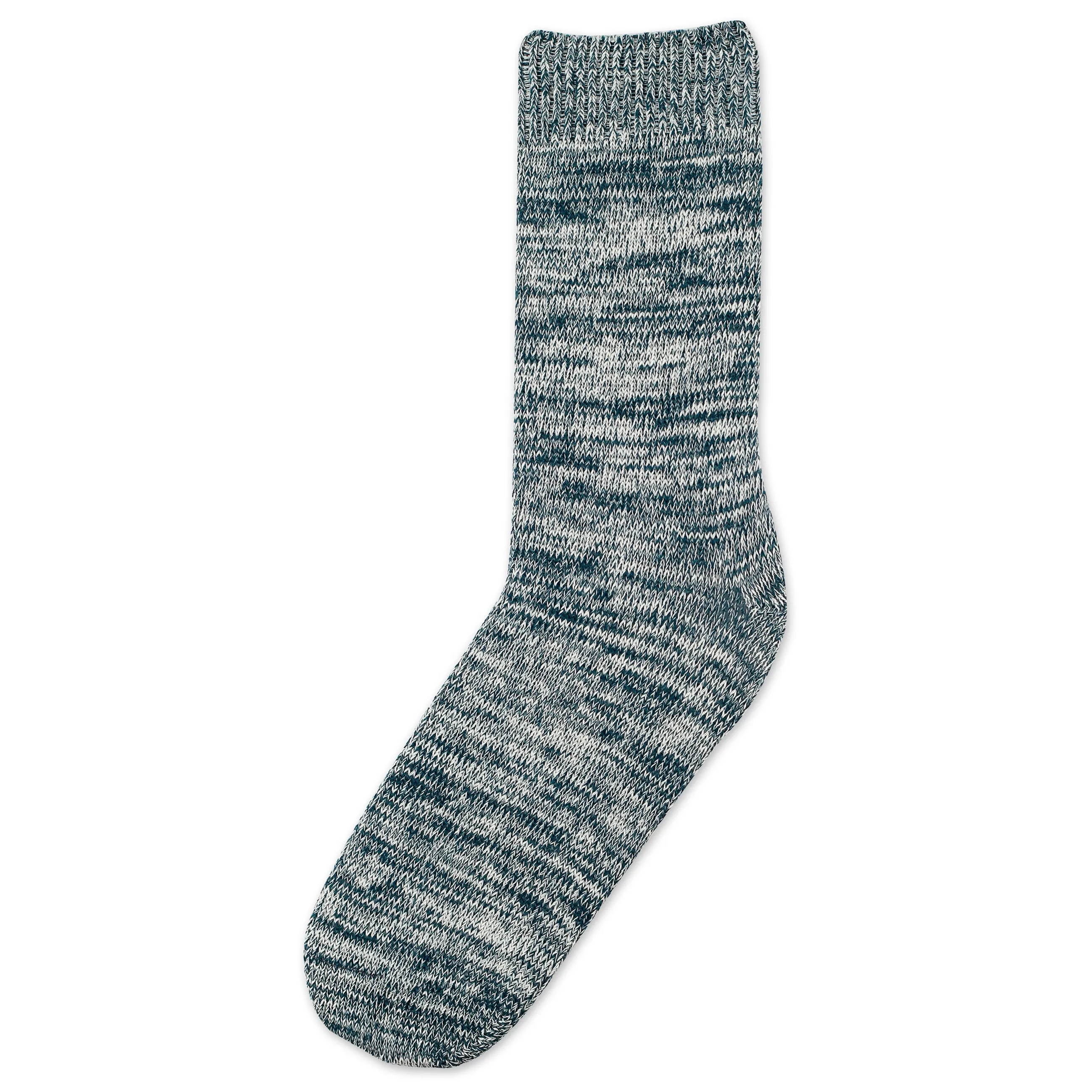 Relax Chunky Flat Knit Supermelange Socks Dark Emerald / Off White