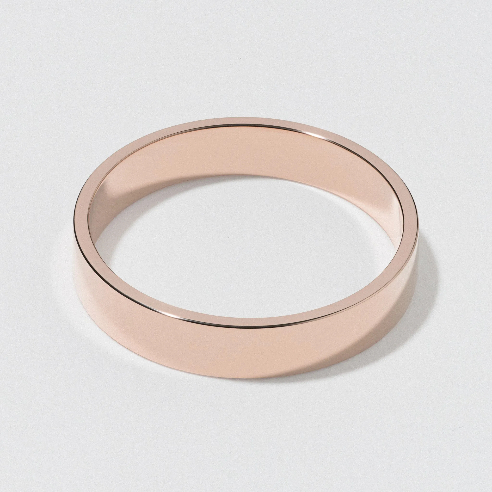 Rose Gold Flat Wedding Band - Polished 4mm