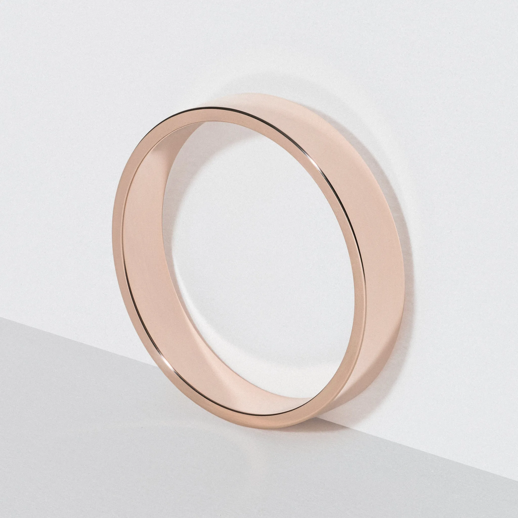 Rose Gold Flat Wedding Band - Polished 4mm